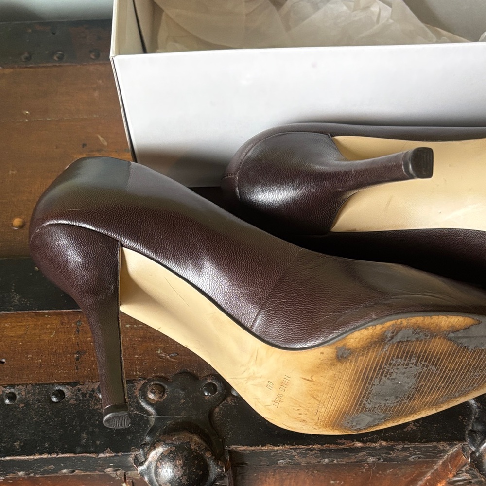 Nine West Dark Brown Women's Heels Leather - Picture 5 of 9